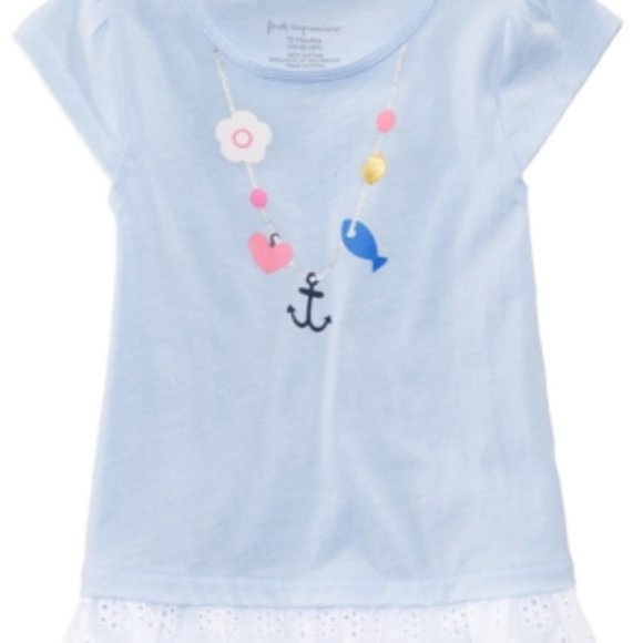 3/$25 First Impressions Crew Neck T-Shirt. Blue with graphic necklace. NWT - Picture 1 of 3